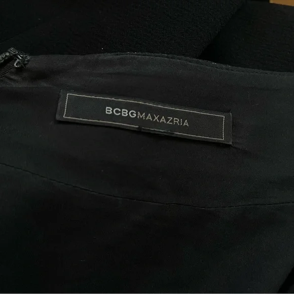 BCBGMAXAZRIA Aida Black Lace Open Back Gown | Nude Illusion Evening Dress Glam - Picture 5 of 6